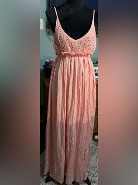 Pink Lily “Once in a Lifetime” Backless Maxi Dress with Crochet style top